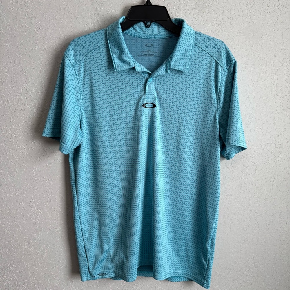 Men’s L Light Blue Oakley Sporty Casual Athletic Basic Shirt Sleeve Polo